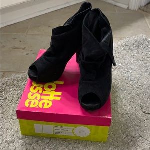 Black peep toe ankle booties